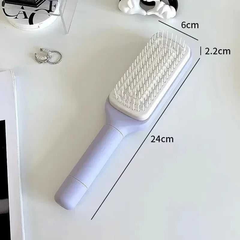 Automatic Cleaning Rotating Lifting Comb Self Cleaning Hairbrush Rotating Retractable Anti Static Massage Comb Scalp Hair Comb eprolo