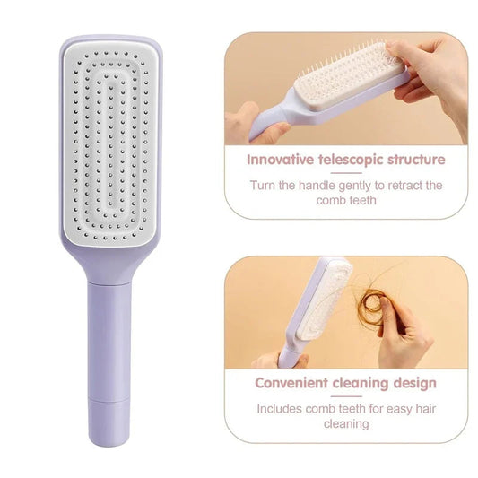 Automatic Cleaning Rotating Lifting Comb Self Cleaning Hairbrush Rotating Retractable Anti Static Massage Comb Scalp Hair Comb eprolo