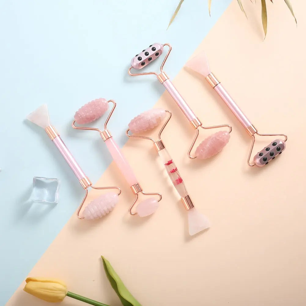 Germanium facial beauty stick with dual roller and mask brush
