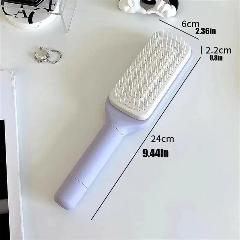 Automatic Cleaning Rotating Lifting Comb Self Cleaning Hairbrush Rotating Retractable Anti Static Massage Comb Scalp Hair Comb eprolo