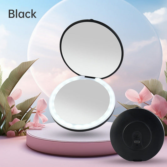 Mini portable LED light-emitting makeup mirror round stackable lighted beauty mirror eprolo