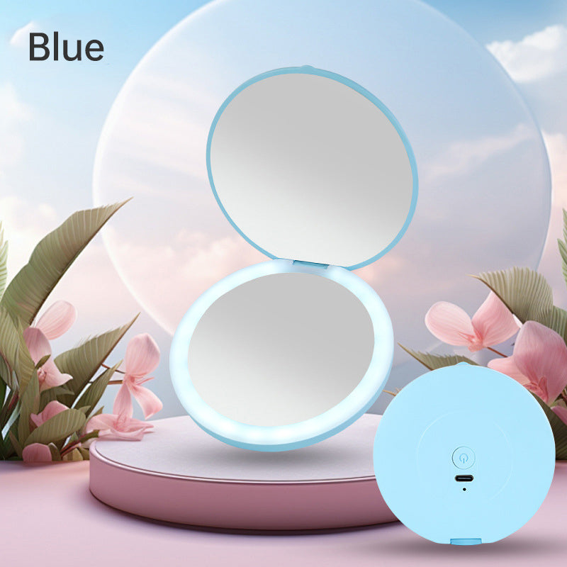 Mini portable LED light-emitting makeup mirror round stackable lighted beauty mirror eprolo