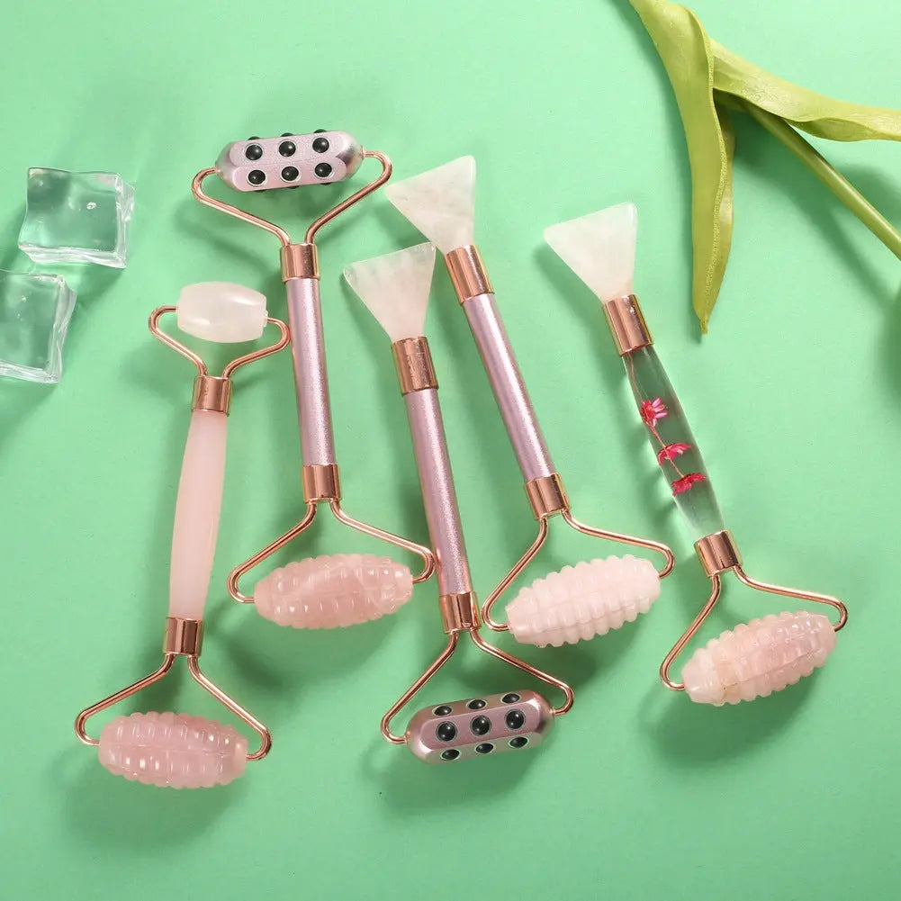 Germanium facial beauty stick with dual roller and mask brush
