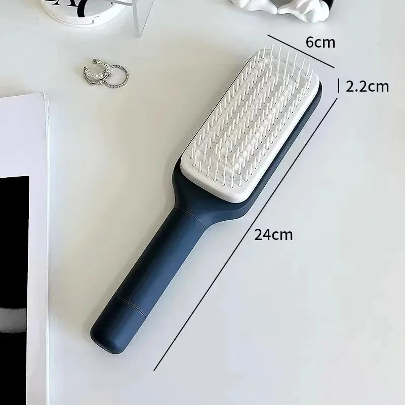 Automatic Cleaning Rotating Lifting Comb Self Cleaning Hairbrush Rotating Retractable Anti Static Massage Comb Scalp Hair Comb eprolo