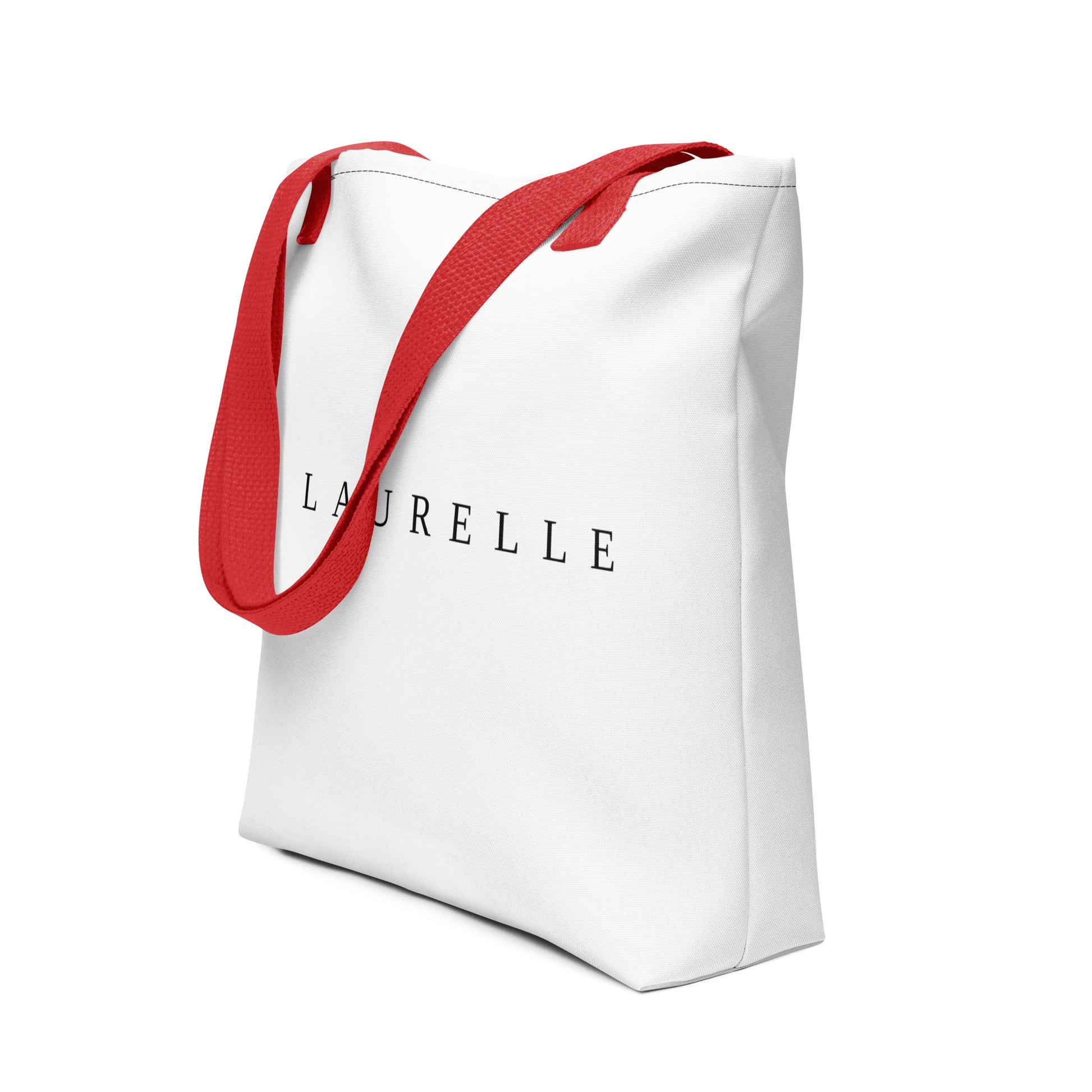 Minimalist canvas tote bag from Laurelle in beige, styled for elegance